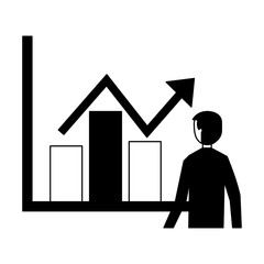 businessman with statistics diagram