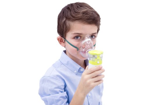 Boy using nebuliser