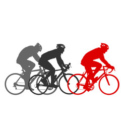 Set silhouette of a cyclist male on white background