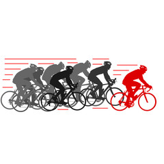 Fototapeta na wymiar Set silhouette of a cyclist male on white background