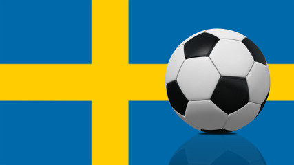 Obraz premium Realistic soccer ball on Sweden flag background.