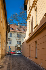 Obraz premium Beautiful streets of Prague in a sunny day at the beginning of spring