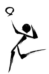 筆絵　バレーボールのシルエット