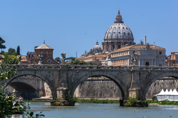 Fototapeta premium Amazing view of Vatican and Tiber River in city of Rome, Italy
