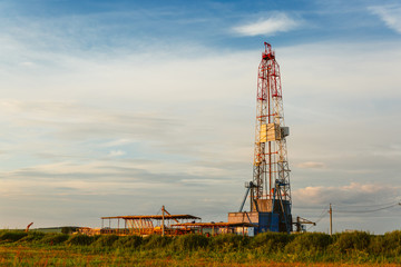 Drilling rig in oil field for drilled into subsurface in order to produced crude. Petroleum Industry