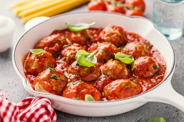 Homemade meatballs with tomato sauce