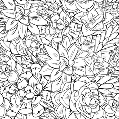 Seamless pattern succulent. Floral vector print surface design