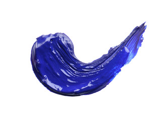 Abstract brushstroke of blue paint isolated on white