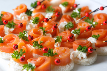 Canapes of fish and bread