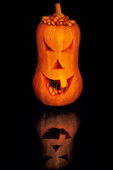 Fototapeta premium Halloween pumpkin Jack O'Lantern head