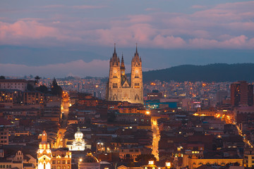 Quito Ecuador at night panorama 