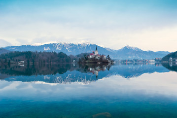 Lake Bled with island and church, Slovenia