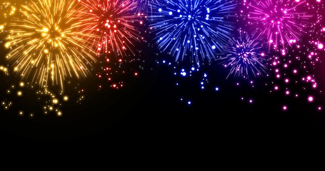 Fototapeta na wymiar Fireworks on black background. Illustration. New Year.