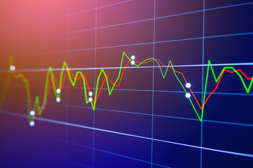 Stock exchange market graph on LED screen for business concept.