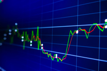 Stock exchange market graph on LED screen for business concept.