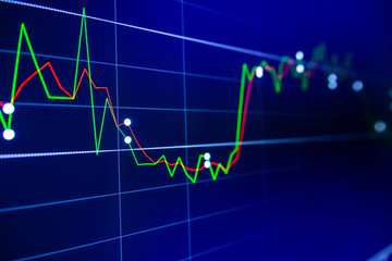 Stock exchange market graph on LED screen for business concept.