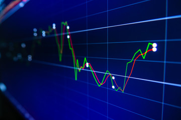 Stock exchange market graph on LED screen for business concept.
