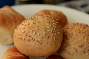 Fresh buns with sesame seed