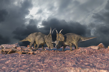 battle of dinosaurs render 3d