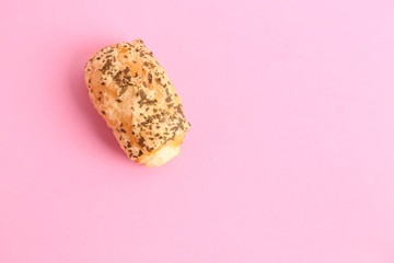 delicious salty cake on colorful background