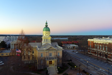 View on Athens, GA city hall and downtown