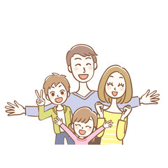 4人家族　仲良し　上半身