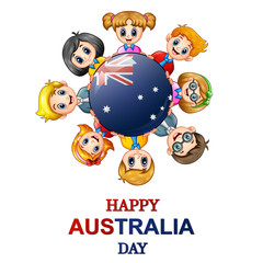 Children around the world concept australia day