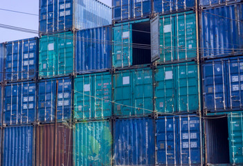 Fototapeta premium stack of container box for import export at port