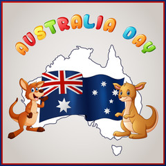 Kangaroos and Australian flag for Australia Day emblem