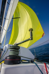 Yellow Spinnaker and winch