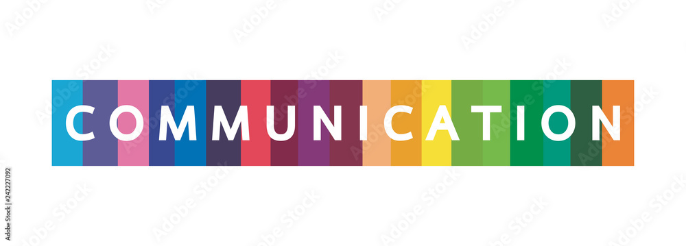 Poster vector illustration of a communication concept. the word communication with colorful dialog speech b
