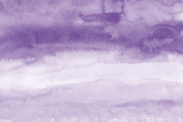 Violet ink and watercolor textures on white paper background. Paint leaks and ombre effects. Hand painted abstract image.