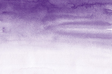 Violet ink and watercolor textures on white paper background. Paint leaks and ombre effects. Hand painted abstract image.