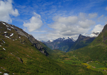 Fototapeta na wymiar Mountain road, way to Dalsnibba viewpoint to Geiranger fjord,