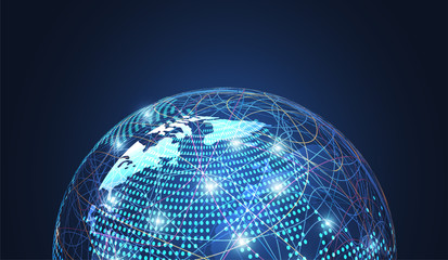 Global network connection. World map point and line composition concept of global business. Vector Illustration