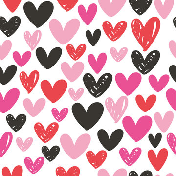 Heart seamless pattern for Valentine's day, Vector illustration