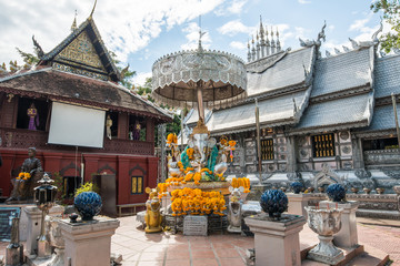 Beautiful decoration in Wat Si Suphan temple the first and only one silver temple in Chiang Mai province of Thailand.