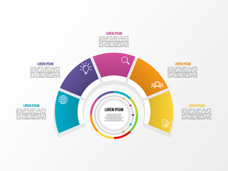 Business Infographics Vector Design template. Data Visualization Timeline with circles, steps, number options most useful can be used for workflow layout, presentation, diagram, annual reports