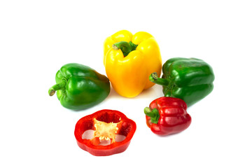 Fresh Colorful Bell pepper Half cut isolate on white
