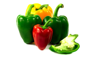 Obraz na płótnie Canvas Fresh Colorful Bell pepper Half cut isolate on white 