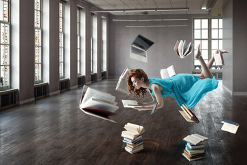 When reading takes your away. Mixed media