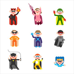 Super power heroes in spandex uniforms. concept illustration. flat design vector graphic style.