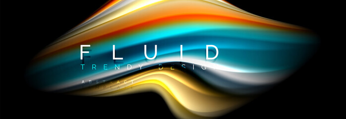 Abstract wave line water 3d background. Wave liquid shape. Splash ink paint mixing on black