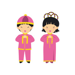  Chinese new year vector couple design traditional and lantern