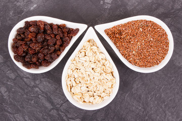 Food containing vitamins and minerals, healthy nutrition concept