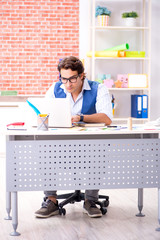 Young designer freelancer working on new project