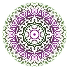 Green, purple color Anti-stress therapy pattern. Mandala. For design backgrounds. Vector illustration.