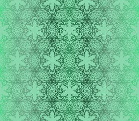 Green Color Seamless Lace Pattern With Abstract Geometric Flower. Stylish Fashion Design Background For Invitation Card. Vector Illustration.