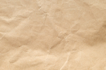 Brown crumpled paper texture for background.