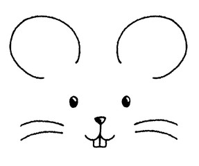 ネズミの顔　線画　白黒